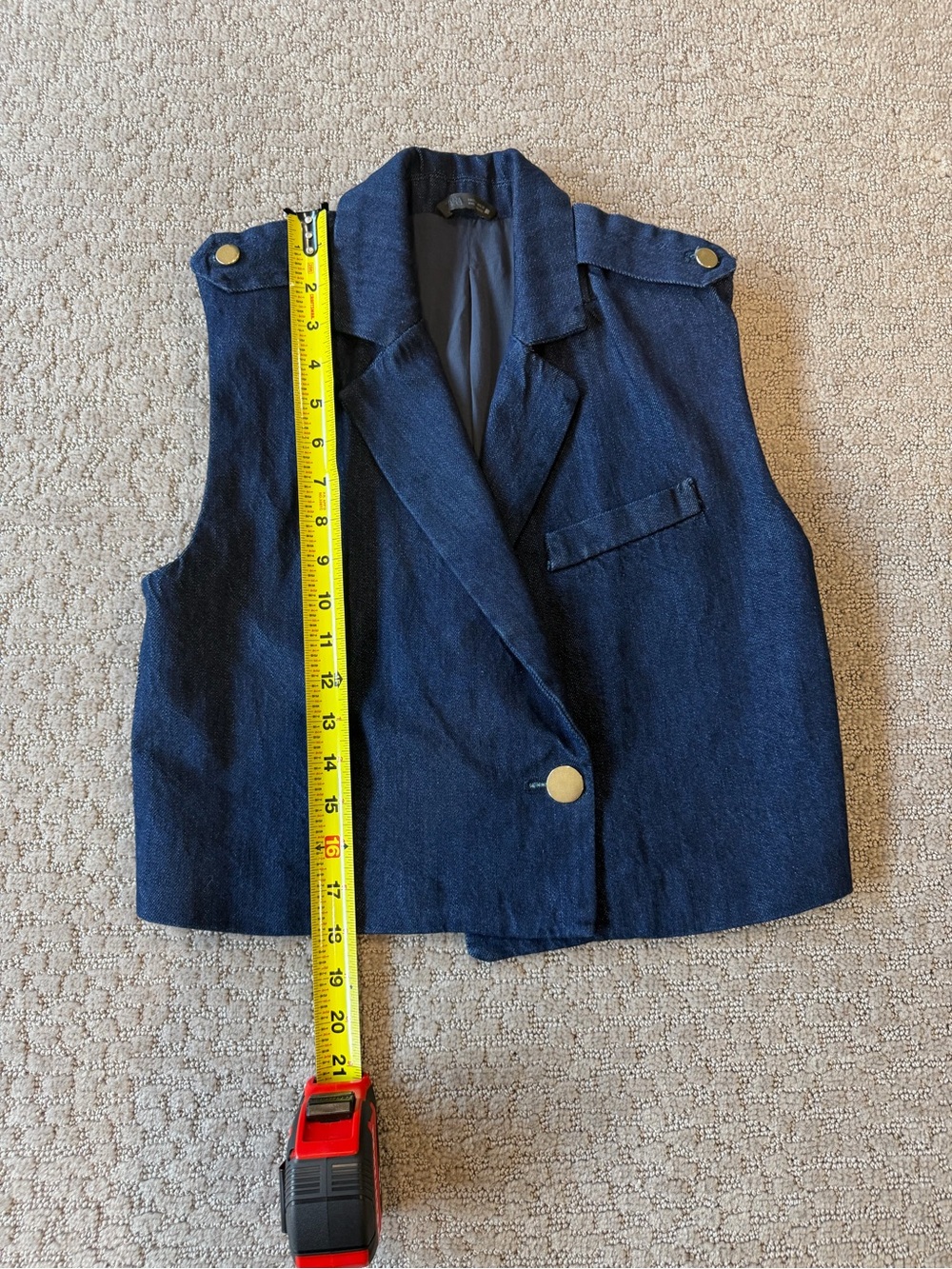 Navy Sleeveless Vest with Gold Buttons